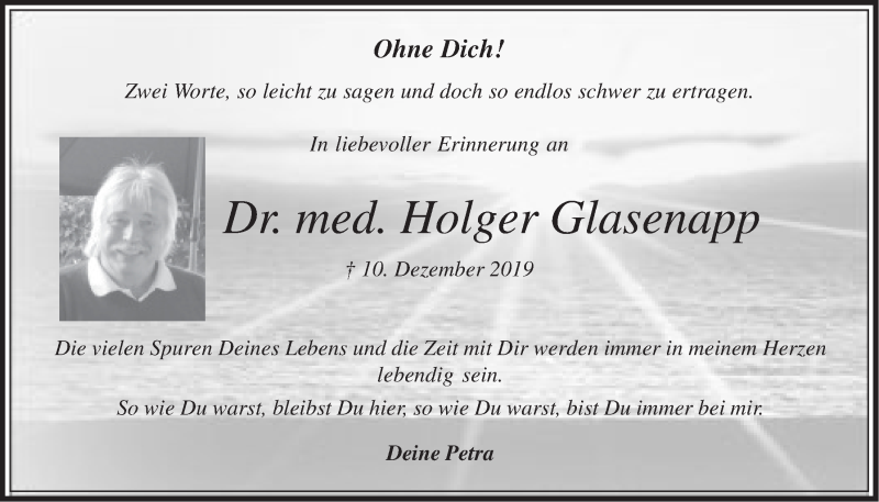  Traueranzeige für Holger Glasenapp vom 10.12.2020 aus LZ