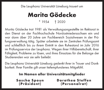 Anzeige von Marita Gödecke von LZ