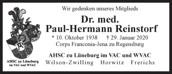 Anzeige von Paul-Hermann Reinstorf von LZ