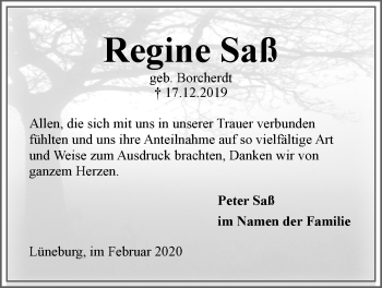 Anzeige von Regine Saß von LZ