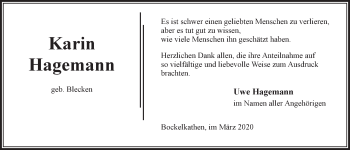 Anzeige von Uwe Hagemann von LZ
