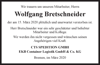 Anzeige von Wolfgang Bretschneider von LZ