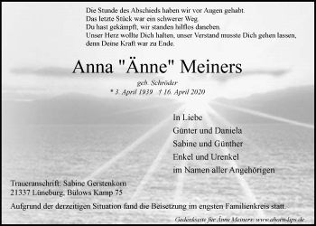 Anzeige von Anna Meiners von LZ