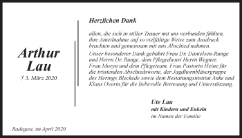 Anzeige von Arthur Lau von LZ