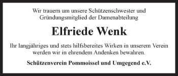 Anzeige von Elfriede Wenk von LZ