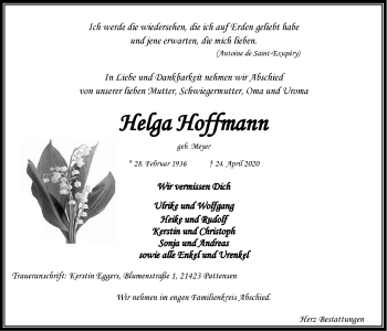 Anzeige von Helga Hoffmann von LZ