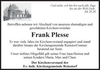 Anzeige von Frank Plesse von LZ