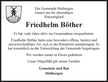 Anzeige von Friedhelm Böther von LZ