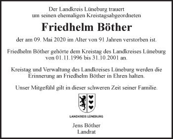 Anzeige von Friedhelm Böther von LZ