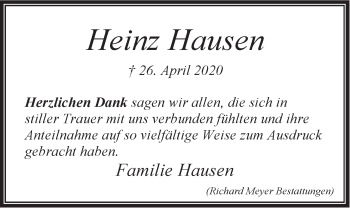 Anzeige von Heinz Hausen von LZ