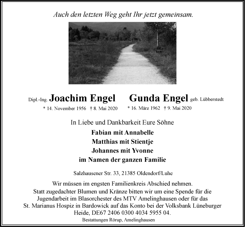  Traueranzeige für Joachim Engel vom 13.05.2020 aus LZ