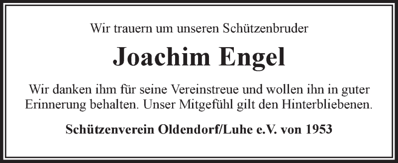 Traueranzeige für Joachim Engel vom 13.05.2020 aus LZ