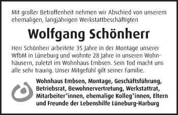 Anzeige von Wolfgang Schönherr von LZ