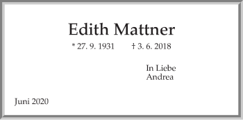 Anzeige von Edith Mattner von LZ