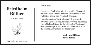 Anzeige von Friedhelm Böther von LZ