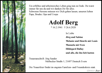 Anzeige von Adolf Berg von LZ
