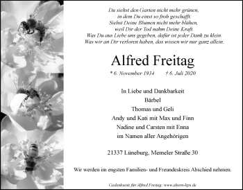 Anzeige von Alfred Freitag von LZ