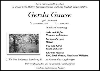 Anzeige von Gerda Gause von LZ