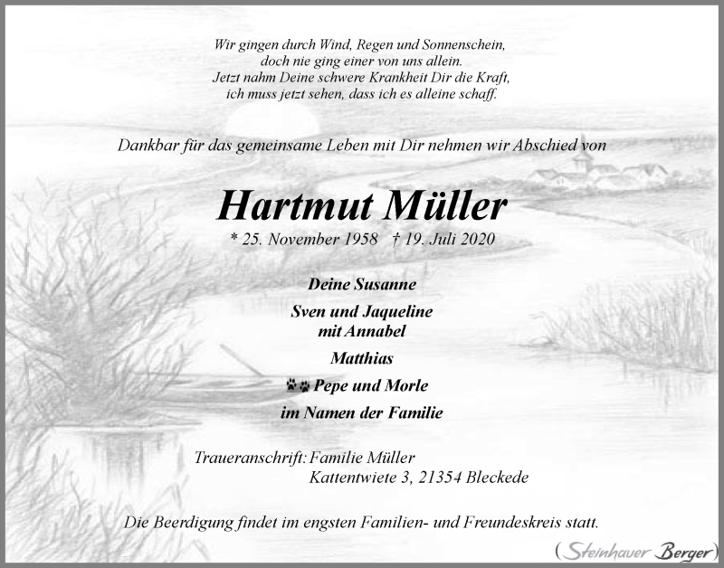  Traueranzeige für Hartmut Müller vom 23.07.2020 aus LZ