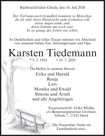 Anzeige von Karsten Tiedemann von LZ