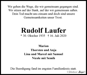 Anzeige von Rudolf Laufer von LZ
