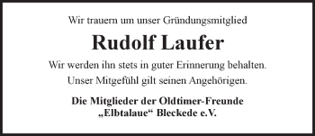 Anzeige von Rudolf Laufer von LZ