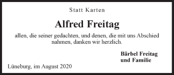 Anzeige von Alfred Freitag von LZ
