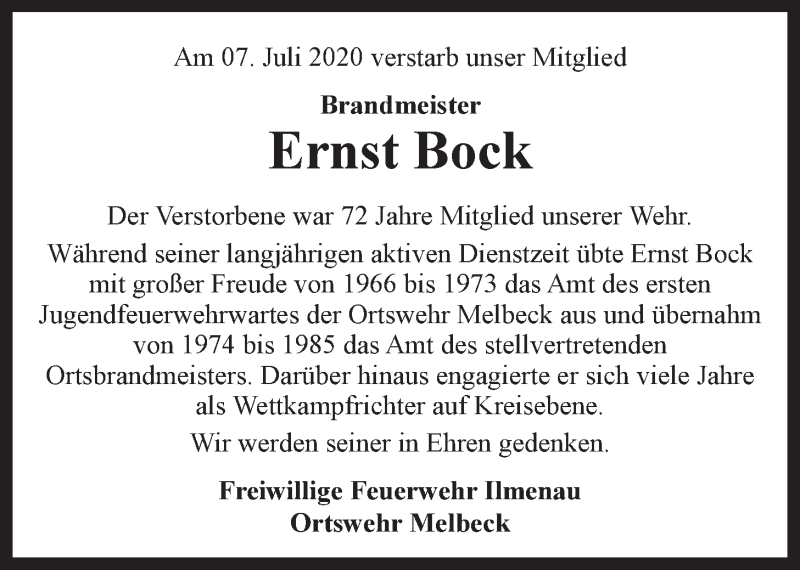 Traueranzeigen von Ernst Bock TrauerLüneburg.de