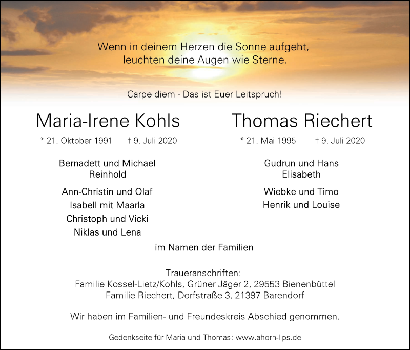  Traueranzeige für Thomas Riechert vom 08.08.2020 aus LZ