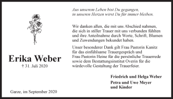Anzeige von Erika Weber von LZ