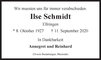 Anzeige von Ilse Schmidt von LZ