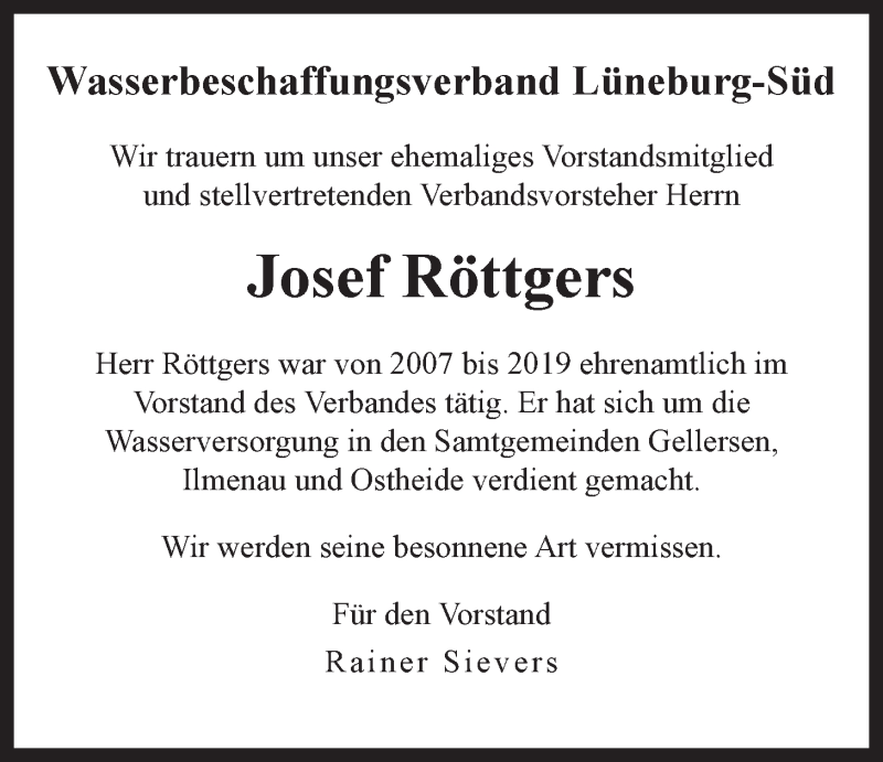  Traueranzeige für Josef Röttgers vom 30.01.2021 aus LZ