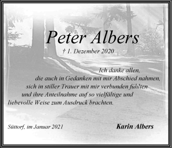 Anzeige von Peter Albers von LZ