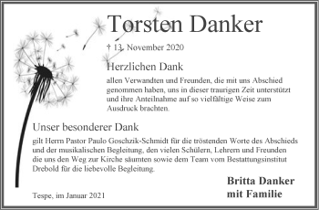 Anzeige von Torsten Danker von LZ