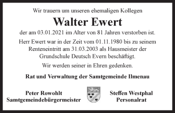 Anzeige von Walter Ewert von LZ