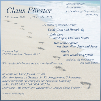 Anzeige von Claus Förster von LZ