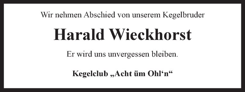  Traueranzeige für Harald Wieckhorst vom 09.10.2021 aus LZ