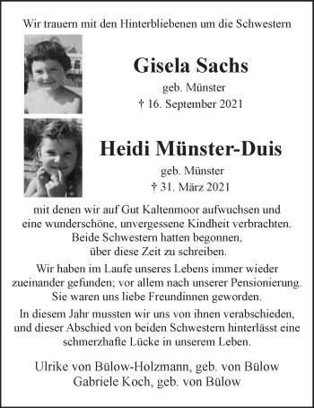 Anzeige von Heidi Münster-Duis von LZ