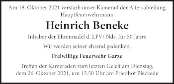 Anzeige von Heinrich Beneke von LZ
