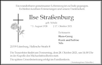 Anzeige von Ilse Straßenburg von LZ