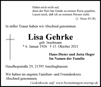 Anzeige von Lisa Gehrke von LZ