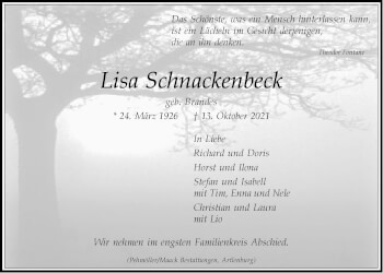 Anzeige von Lisa Schnackenbeck von LZ