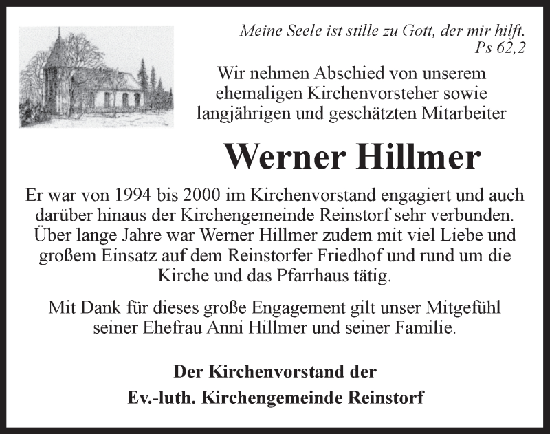  Traueranzeige für Werner Hillmer vom 09.10.2021 aus LZ