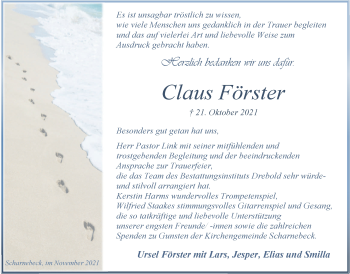 Anzeige von Claus Förster von LZ