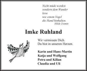 Anzeige von Imke Ruhland von LZ