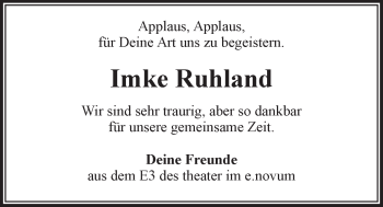 Anzeige von Imke Ruhland von LZ