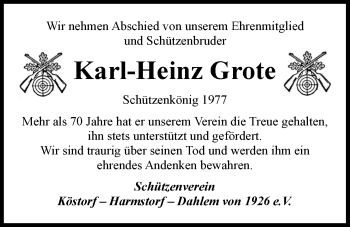 Anzeige von Karl-Heinz Grote von LZ