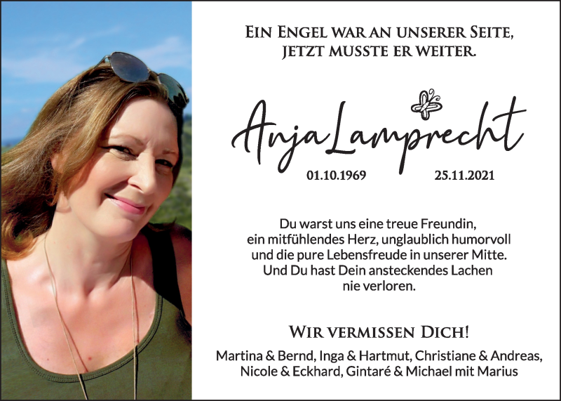 Traueranzeige für Anja Lamprecht vom 04.12.2021 aus LZ