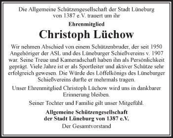 Anzeige von Christoph Lüchow von LZ