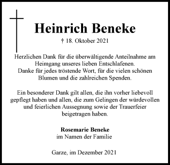 Anzeige von Heinrich Beneke von LZ